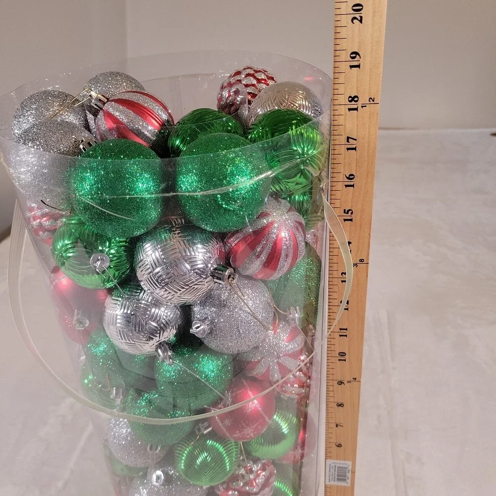 December Home 100 Pieces Shatterproof Christmas Tree Ornaments - Multiple Colors